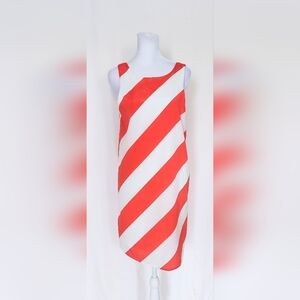 Everly Sleeveless Dress Red White Stripes Black Bow Womens Medium